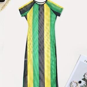 Striped Green and Yellow Cover Up